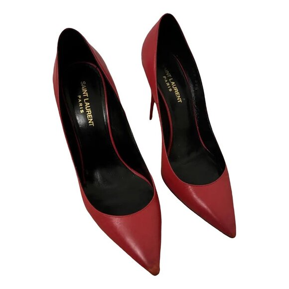 Saint Laurent Red Leather Heels - Picture 1 of 4